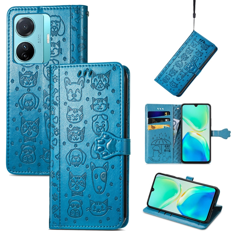 Cat and Dog Embossed Phone Leather Phone Case, For Tecno Pova Neo 5G, For vivo S15e, For Samsung Galaxy A14 4G