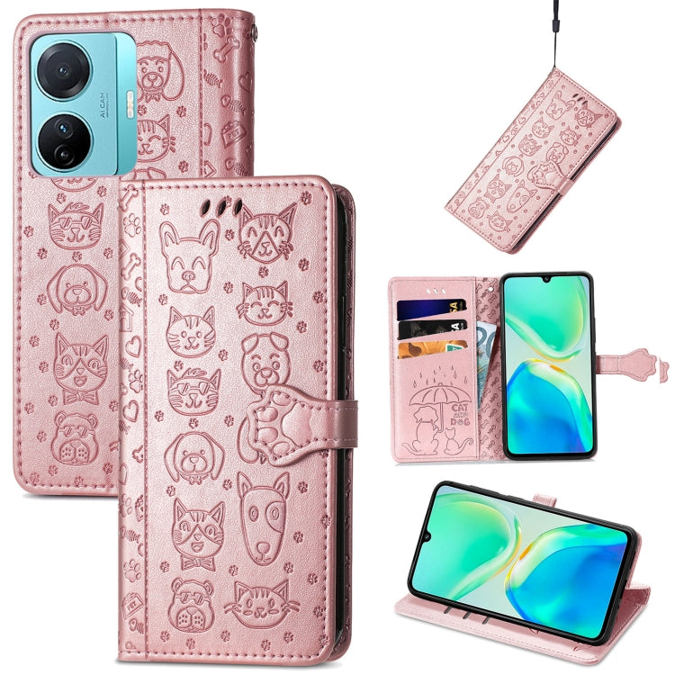 Cat and Dog Embossed Phone Leather Phone Case, For Tecno Pova Neo 5G, For vivo S15e, For Samsung Galaxy A14 4G