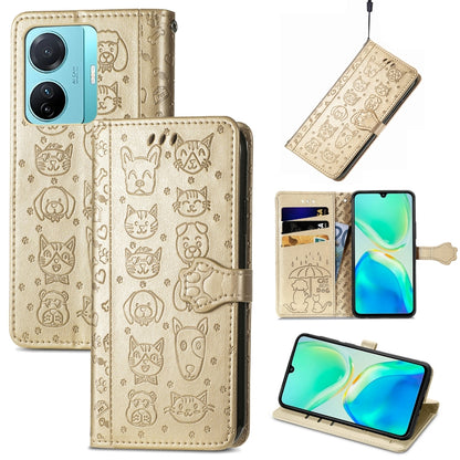 Cat and Dog Embossed Phone Leather Phone Case, For Tecno Pova Neo 5G, For vivo S15e, For Samsung Galaxy A14 4G