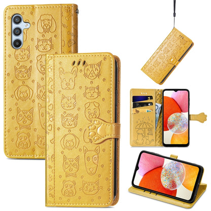 Cat and Dog Embossed Phone Leather Phone Case, For Tecno Pova Neo 5G, For vivo S15e, For Samsung Galaxy A14 4G