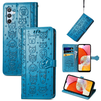 Cat and Dog Embossed Phone Leather Phone Case, For Tecno Pova Neo 5G, For vivo S15e, For Samsung Galaxy A14 4G