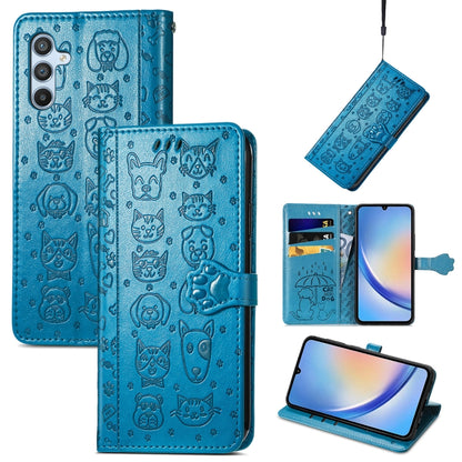 Cat and Dog Embossed Phone Leather Phone Case, For Samsung Galaxy A34 5G