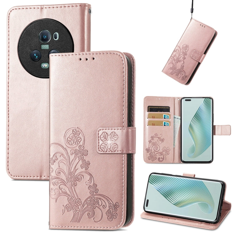 Four-leaf Clasp Embossed Buckle Leather Phone Case, For Honor Magic5 Pro, For Honor Magic5, For Motorola Moto E13, For Motorola Moto E22 4G
