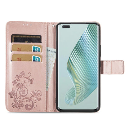 Four-leaf Clasp Embossed Buckle Leather Phone Case, For Honor Magic5 Pro, For Honor Magic5, For Motorola Moto E13, For Motorola Moto E22 4G