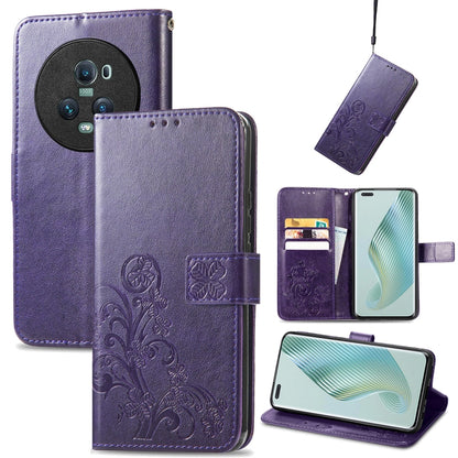 Four-leaf Clasp Embossed Buckle Leather Phone Case, For Honor Magic5 Pro, For Honor Magic5, For Motorola Moto E13, For Motorola Moto E22 4G