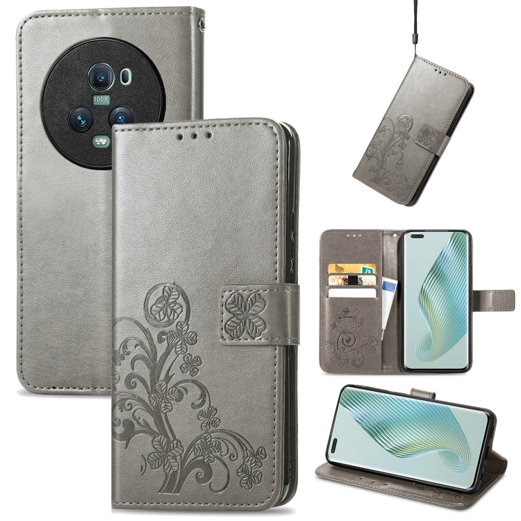 Four-leaf Clasp Embossed Buckle Leather Phone Case, For Honor Magic5 Pro, For Honor Magic5, For Motorola Moto E13, For Motorola Moto E22 4G