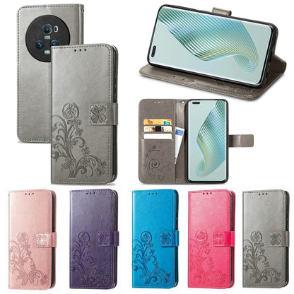 Four-leaf Clasp Embossed Buckle Leather Phone Case, For Honor Magic5 Pro, For Honor Magic5, For Motorola Moto E13, For Motorola Moto E22 4G