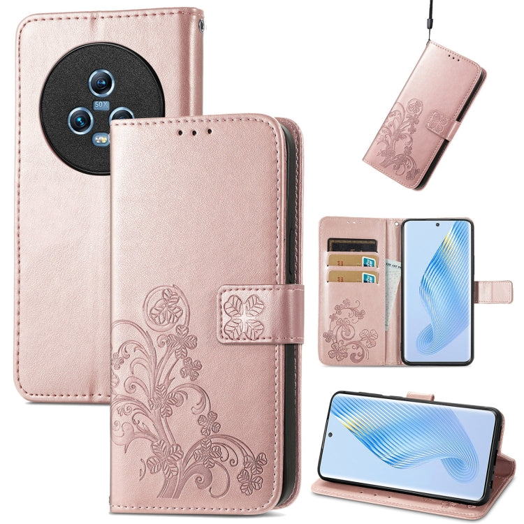 Four-leaf Clasp Embossed Buckle Leather Phone Case, For Honor Magic5 Pro, For Honor Magic5, For Motorola Moto E13, For Motorola Moto E22 4G