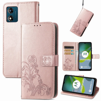 Four-leaf Clasp Embossed Buckle Leather Phone Case, For Honor Magic5 Pro, For Honor Magic5, For Motorola Moto E13, For Motorola Moto E22 4G