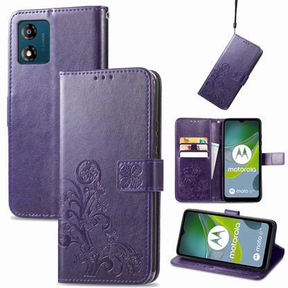 Four-leaf Clasp Embossed Buckle Leather Phone Case, For Honor Magic5 Pro, For Honor Magic5, For Motorola Moto E13, For Motorola Moto E22 4G