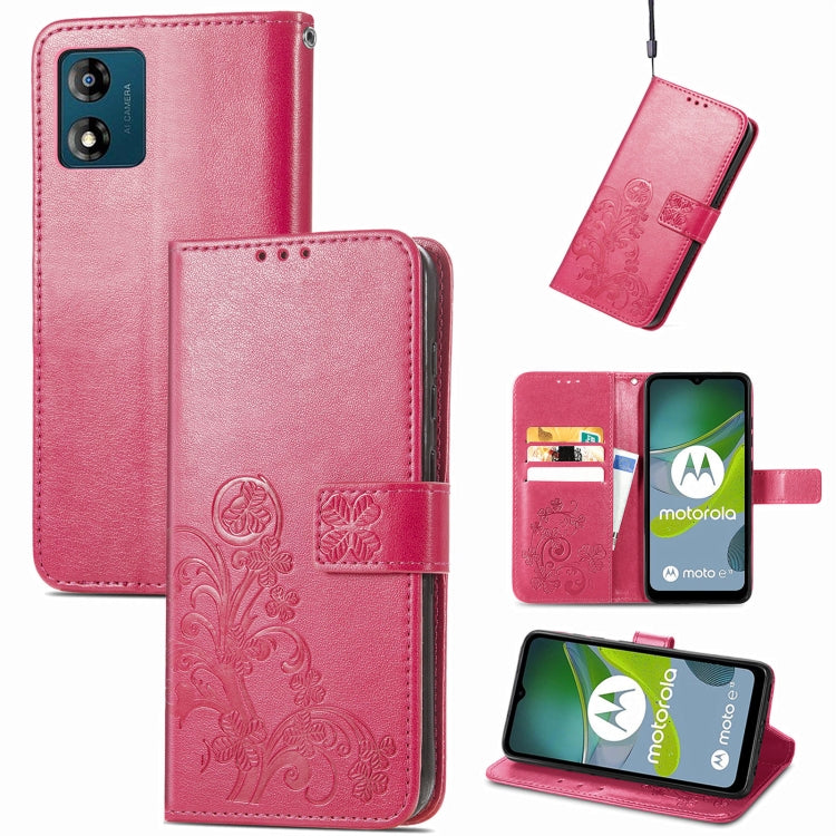 Four-leaf Clasp Embossed Buckle Leather Phone Case, For Honor Magic5 Pro, For Honor Magic5, For Motorola Moto E13, For Motorola Moto E22 4G
