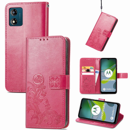 Four-leaf Clasp Embossed Buckle Leather Phone Case, For Honor Magic5 Pro, For Honor Magic5, For Motorola Moto E13, For Motorola Moto E22 4G