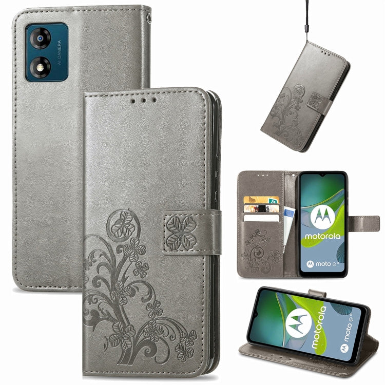 Four-leaf Clasp Embossed Buckle Leather Phone Case, For Honor Magic5 Pro, For Honor Magic5, For Motorola Moto E13, For Motorola Moto E22 4G