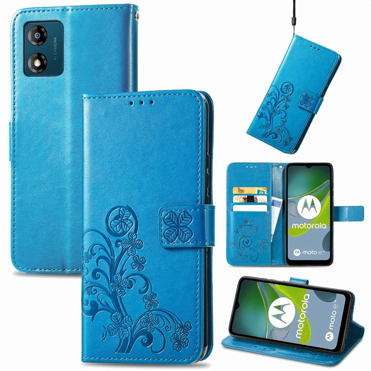 Four-leaf Clasp Embossed Buckle Leather Phone Case, For Honor Magic5 Pro, For Honor Magic5, For Motorola Moto E13, For Motorola Moto E22 4G
