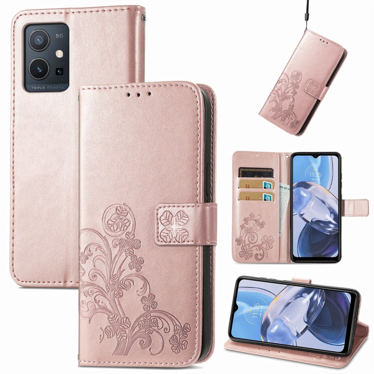 Four-leaf Clasp Embossed Buckle Leather Phone Case, For Honor Magic5 Pro, For Honor Magic5, For Motorola Moto E13, For Motorola Moto E22 4G