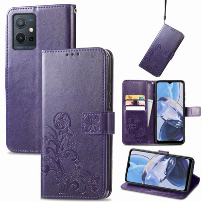 Four-leaf Clasp Embossed Buckle Leather Phone Case, For Honor Magic5 Pro, For Honor Magic5, For Motorola Moto E13, For Motorola Moto E22 4G