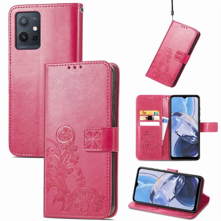Four-leaf Clasp Embossed Buckle Leather Phone Case, For Honor Magic5 Pro, For Honor Magic5, For Motorola Moto E13, For Motorola Moto E22 4G