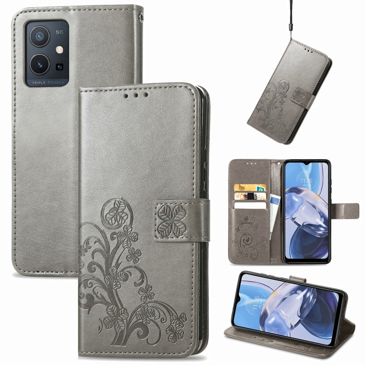 Four-leaf Clasp Embossed Buckle Leather Phone Case, For Honor Magic5 Pro, For Honor Magic5, For Motorola Moto E13, For Motorola Moto E22 4G