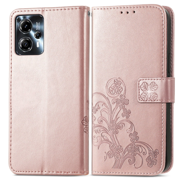 Four-leaf Clasp Embossed Buckle Leather Phone Case, For Motorola Moto G23, For OnePlus 11, For OPPO Reno8 T 4G, For Realme GT Neo 5