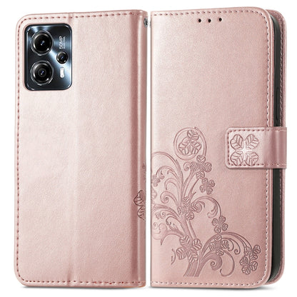 Four-leaf Clasp Embossed Buckle Leather Phone Case, For Motorola Moto G23, For OnePlus 11, For OPPO Reno8 T 4G, For Realme GT Neo 5