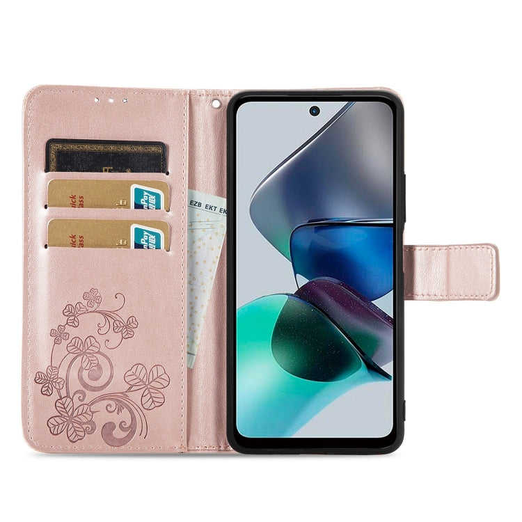 Four-leaf Clasp Embossed Buckle Leather Phone Case, For Motorola Moto G23, For OnePlus 11, For OPPO Reno8 T 4G, For Realme GT Neo 5