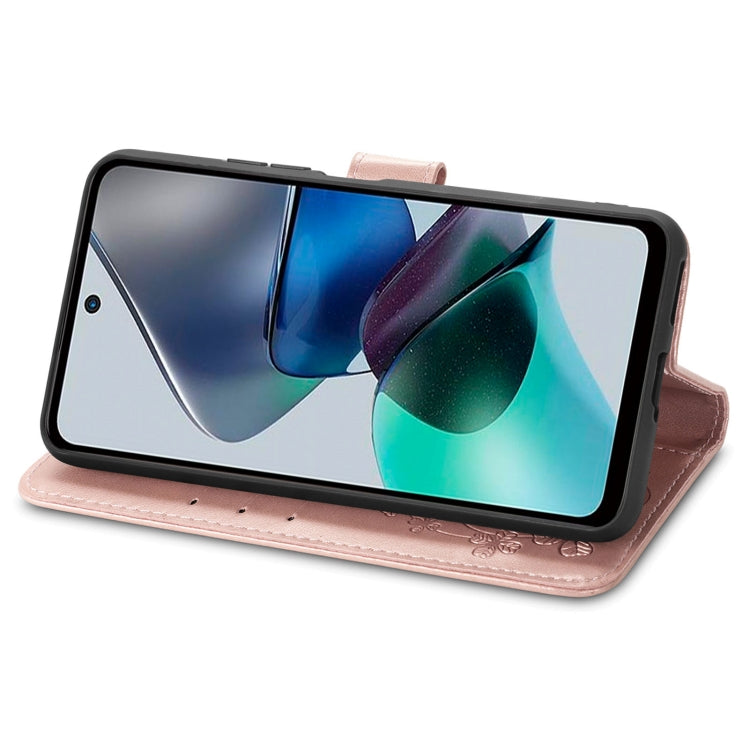 Four-leaf Clasp Embossed Buckle Leather Phone Case, For Motorola Moto G23, For OnePlus 11, For OPPO Reno8 T 4G, For Realme GT Neo 5