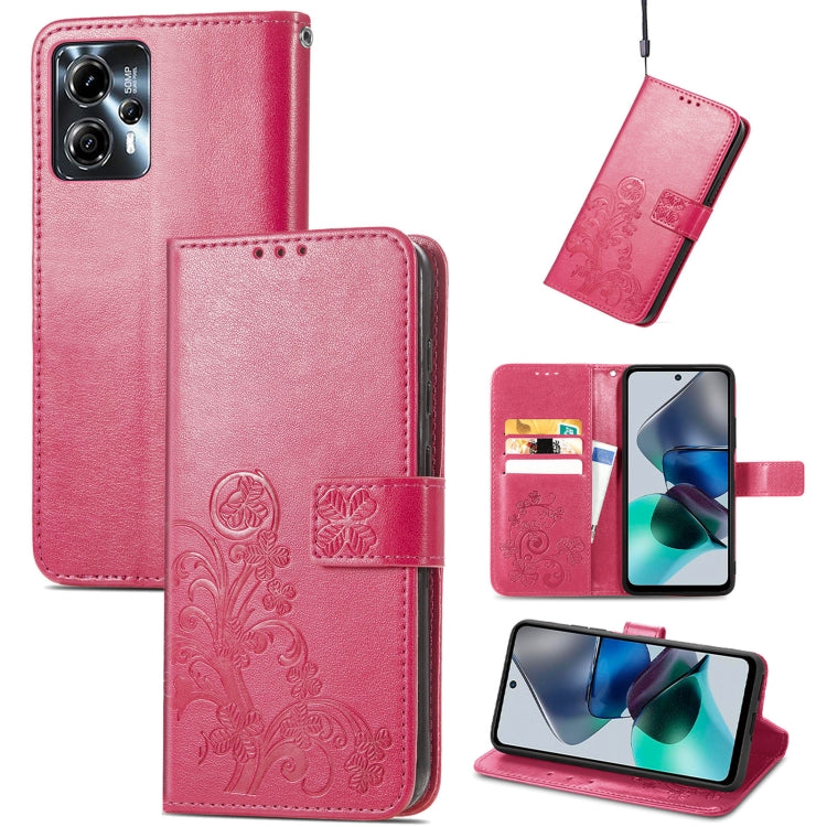 Four-leaf Clasp Embossed Buckle Leather Phone Case, For Motorola Moto G23, For OnePlus 11, For OPPO Reno8 T 4G, For Realme GT Neo 5