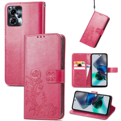Four-leaf Clasp Embossed Buckle Leather Phone Case, For Motorola Moto G23, For OnePlus 11, For OPPO Reno8 T 4G, For Realme GT Neo 5