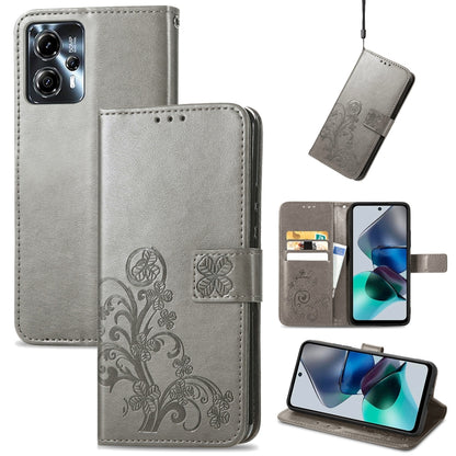 Four-leaf Clasp Embossed Buckle Leather Phone Case, For Motorola Moto G23, For OnePlus 11, For OPPO Reno8 T 4G, For Realme GT Neo 5
