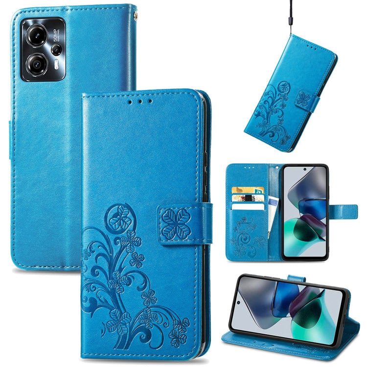 Four-leaf Clasp Embossed Buckle Leather Phone Case, For Motorola Moto G23, For OnePlus 11, For OPPO Reno8 T 4G, For Realme GT Neo 5