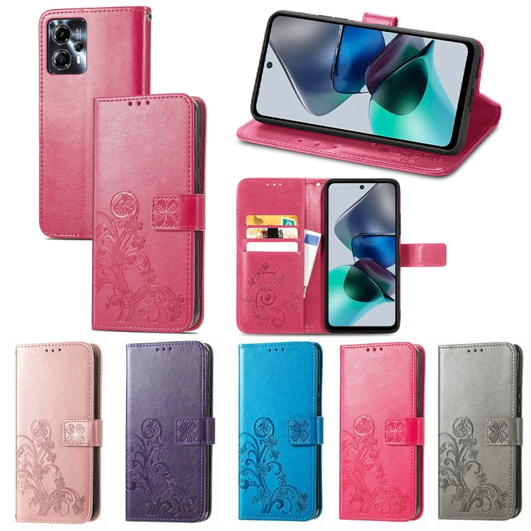 Four-leaf Clasp Embossed Buckle Leather Phone Case, For Motorola Moto G23, For OnePlus 11, For OPPO Reno8 T 4G, For Realme GT Neo 5