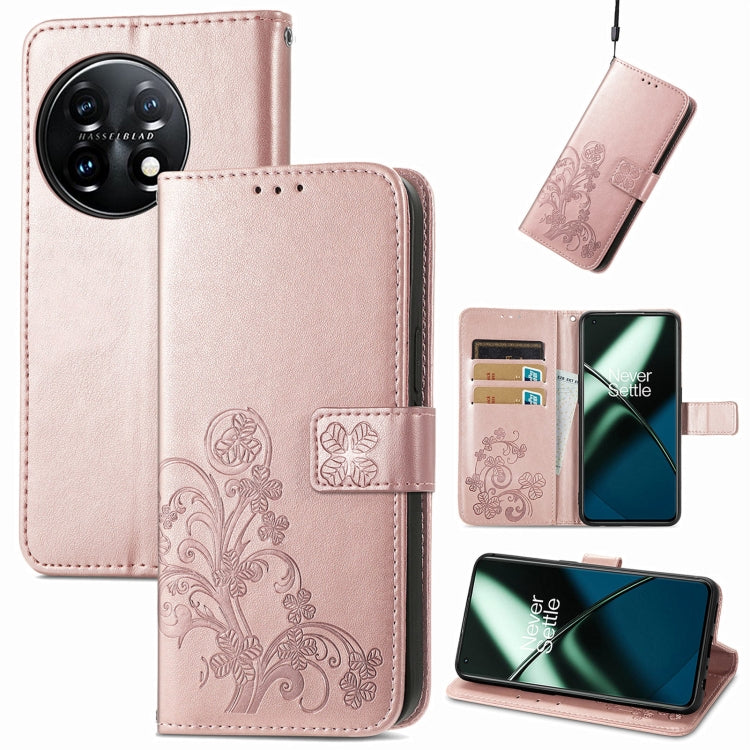 Four-leaf Clasp Embossed Buckle Leather Phone Case, For Motorola Moto G23, For OnePlus 11, For OPPO Reno8 T 4G, For Realme GT Neo 5