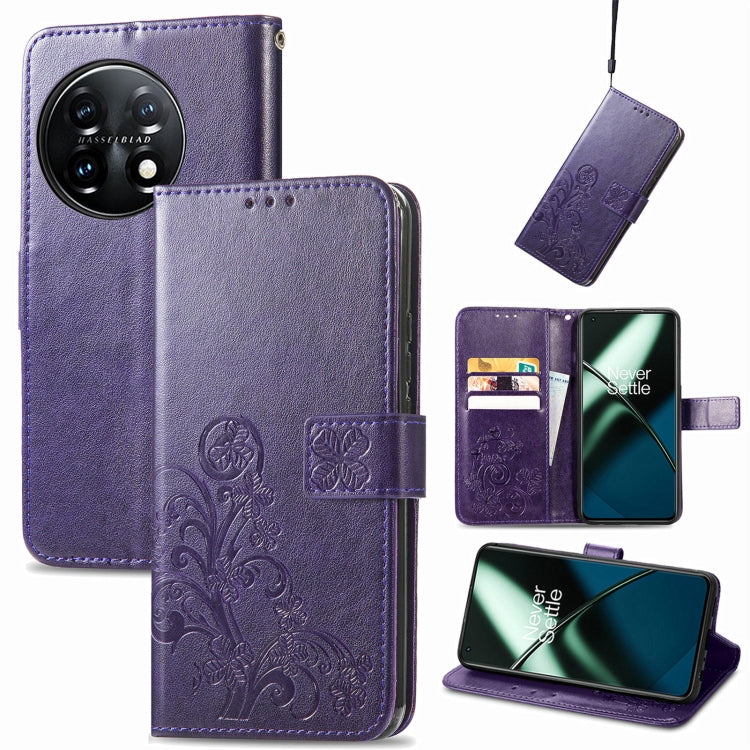 Four-leaf Clasp Embossed Buckle Leather Phone Case, For Motorola Moto G23, For OnePlus 11, For OPPO Reno8 T 4G, For Realme GT Neo 5