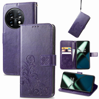 Four-leaf Clasp Embossed Buckle Leather Phone Case, For Motorola Moto G23, For OnePlus 11, For OPPO Reno8 T 4G, For Realme GT Neo 5