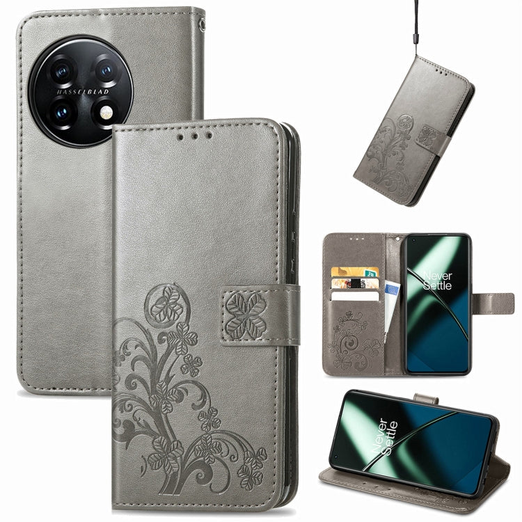 Four-leaf Clasp Embossed Buckle Leather Phone Case, For Motorola Moto G23, For OnePlus 11, For OPPO Reno8 T 4G, For Realme GT Neo 5