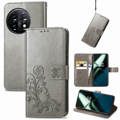 Four-leaf Clasp Embossed Buckle Leather Phone Case, For Motorola Moto G23, For OnePlus 11, For OPPO Reno8 T 4G, For Realme GT Neo 5