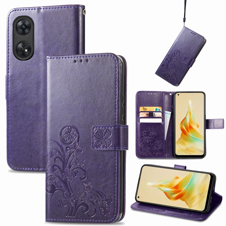 Four-leaf Clasp Embossed Buckle Leather Phone Case, For Motorola Moto G23, For OnePlus 11, For OPPO Reno8 T 4G, For Realme GT Neo 5