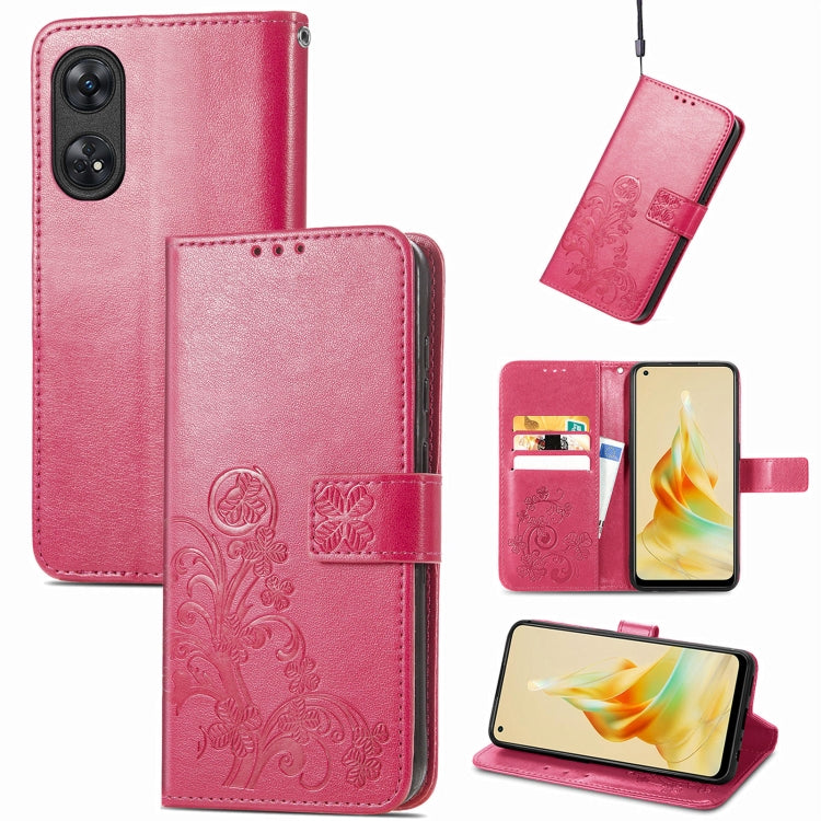 Four-leaf Clasp Embossed Buckle Leather Phone Case, For Motorola Moto G23, For OnePlus 11, For OPPO Reno8 T 4G, For Realme GT Neo 5
