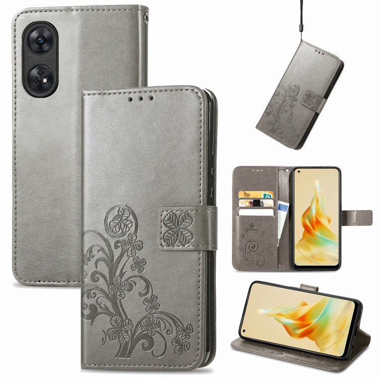 Four-leaf Clasp Embossed Buckle Leather Phone Case, For Motorola Moto G23, For OnePlus 11, For OPPO Reno8 T 4G, For Realme GT Neo 5