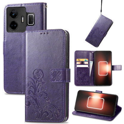 Four-leaf Clasp Embossed Buckle Leather Phone Case, For Motorola Moto G23, For OnePlus 11, For OPPO Reno8 T 4G, For Realme GT Neo 5