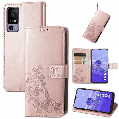 Four-leaf Clasp Embossed Buckle Leather Phone Case, For TCL 40R, For TCL 403, For TCL 405, For Xiaomi 13 Lite
