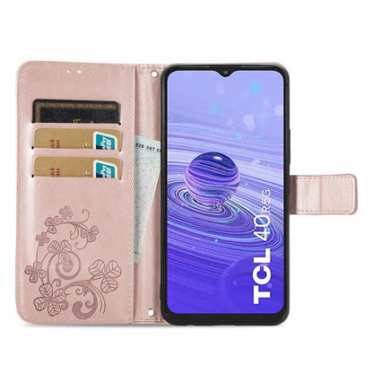 Four-leaf Clasp Embossed Buckle Leather Phone Case, For TCL 40R, For TCL 403, For TCL 405, For Xiaomi 13 Lite