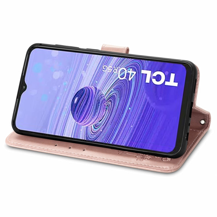 Four-leaf Clasp Embossed Buckle Leather Phone Case, For TCL 40R, For TCL 403, For TCL 405, For Xiaomi 13 Lite