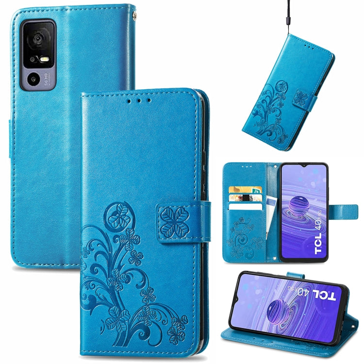 Four-leaf Clasp Embossed Buckle Leather Phone Case, For TCL 40R, For TCL 403, For TCL 405, For Xiaomi 13 Lite