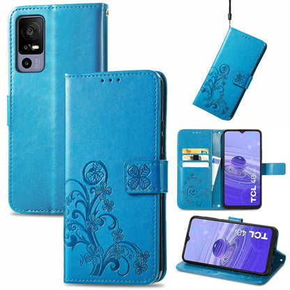Four-leaf Clasp Embossed Buckle Leather Phone Case, For TCL 40R, For TCL 403, For TCL 405, For Xiaomi 13 Lite