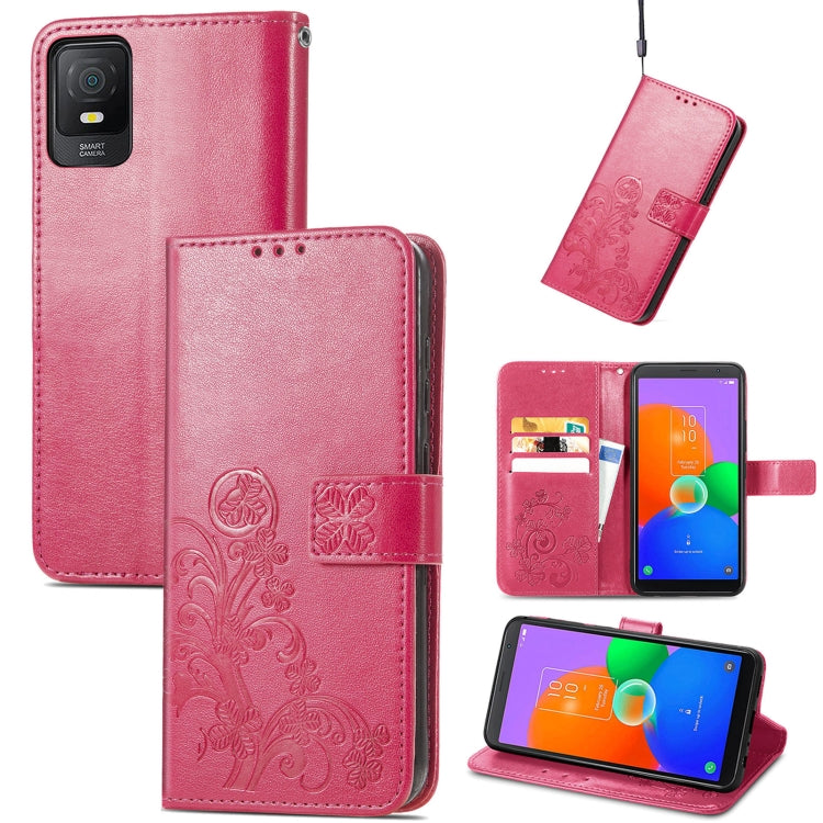 Four-leaf Clasp Embossed Buckle Leather Phone Case, For TCL 40R, For TCL 403, For TCL 405, For Xiaomi 13 Lite