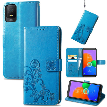Four-leaf Clasp Embossed Buckle Leather Phone Case, For TCL 40R, For TCL 403, For TCL 405, For Xiaomi 13 Lite