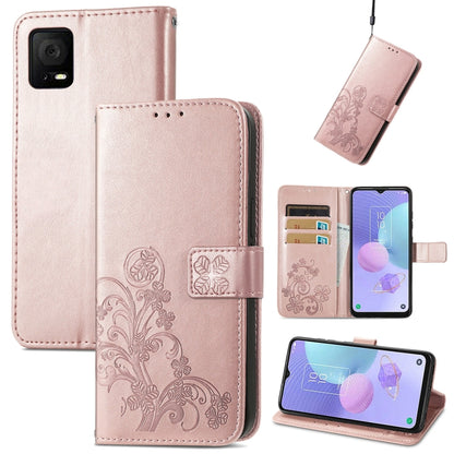 Four-leaf Clasp Embossed Buckle Leather Phone Case, For TCL 40R, For TCL 403, For TCL 405, For Xiaomi 13 Lite
