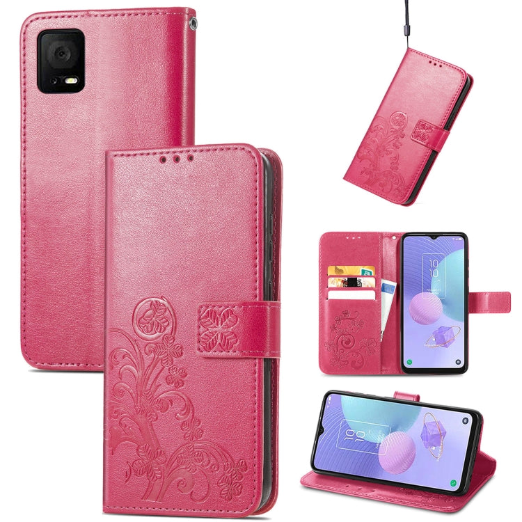 Four-leaf Clasp Embossed Buckle Leather Phone Case, For TCL 40R, For TCL 403, For TCL 405, For Xiaomi 13 Lite