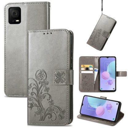 Four-leaf Clasp Embossed Buckle Leather Phone Case, For TCL 40R, For TCL 403, For TCL 405, For Xiaomi 13 Lite